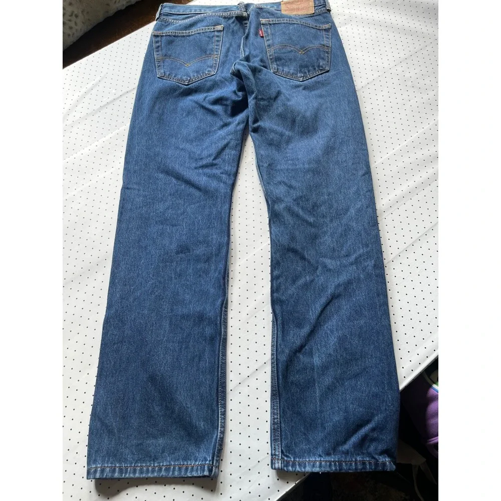 Levis 505 Regular Fit Straight Leg Blue Denim Jeans Mens 33x32 Medium Wash